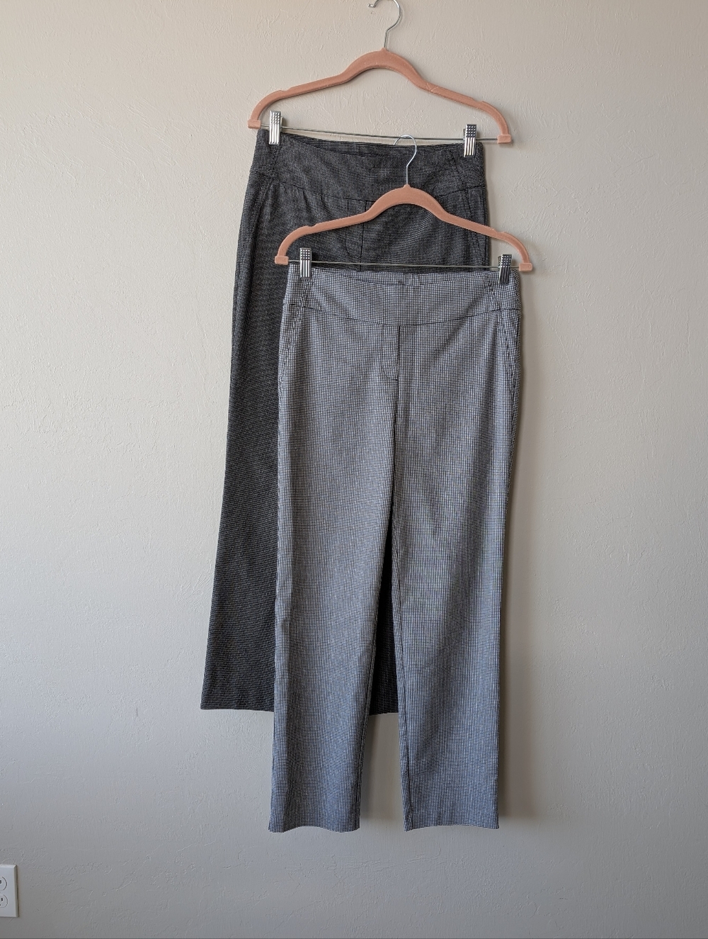 Hillary Radley Houndstooth Gray Black Pull On Pants Size S Stretch Casual